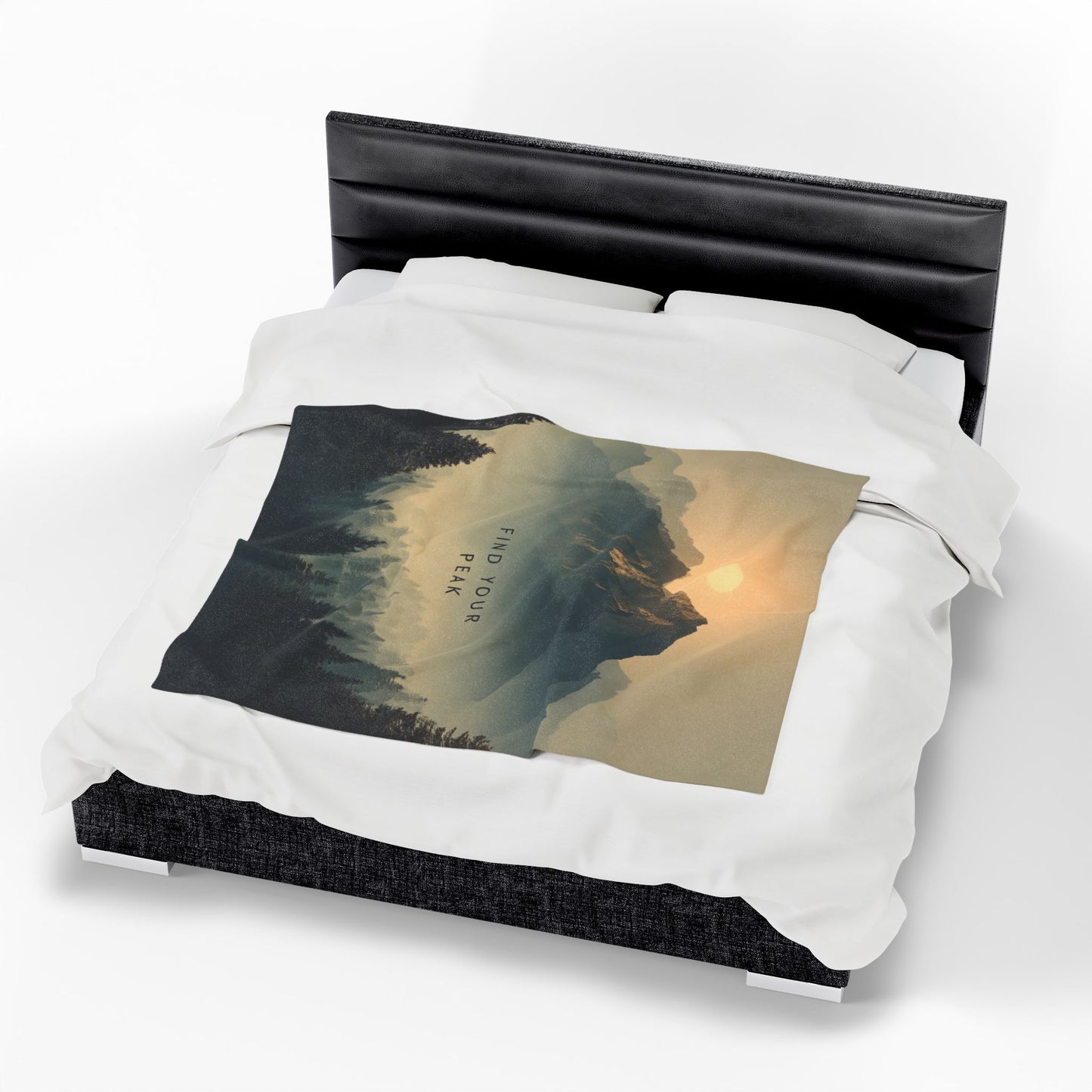 Mountain Sunrise Velveteen Plush Blanket - "Find Your Peak"