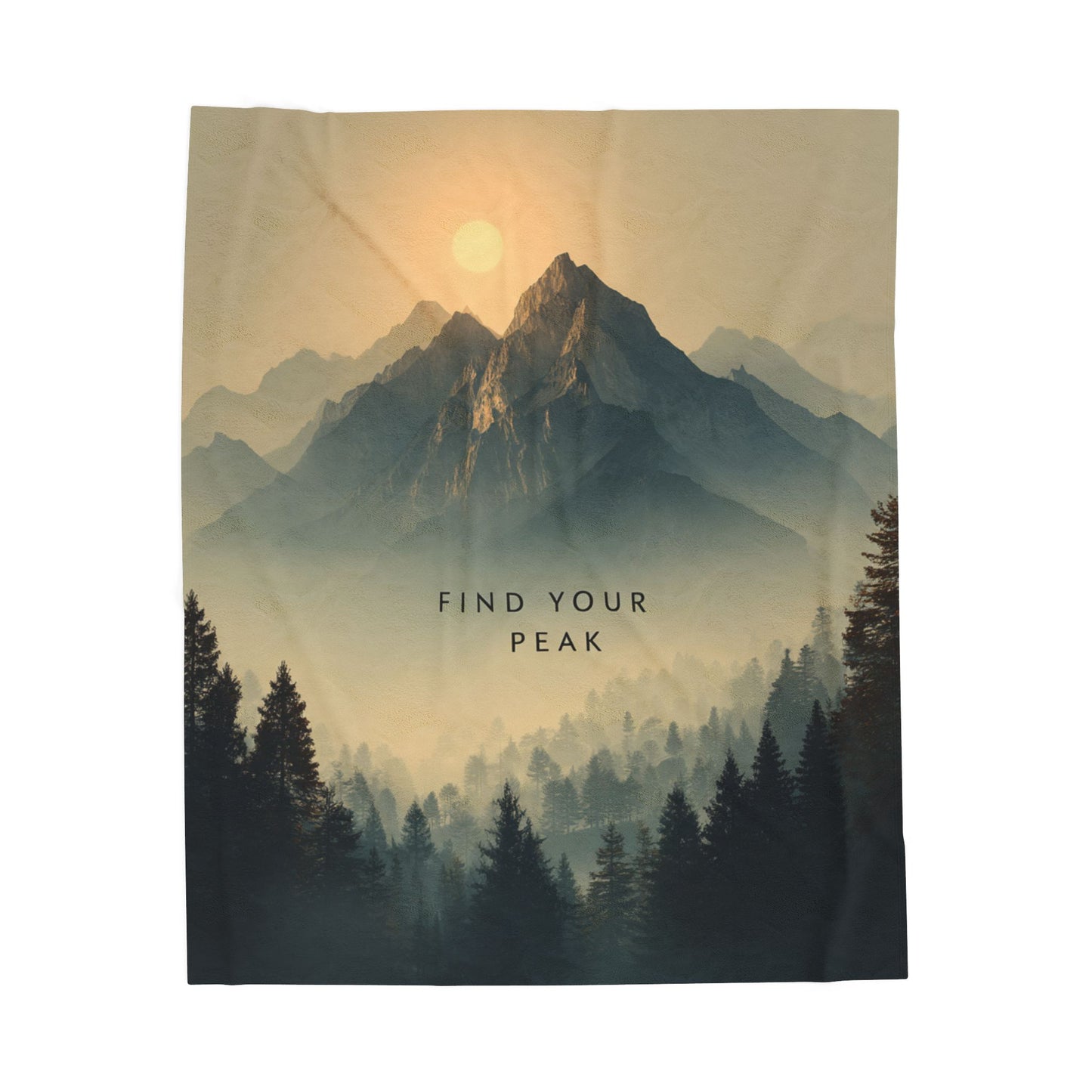 Mountain Sunrise Velveteen Plush Blanket - "Find Your Peak"