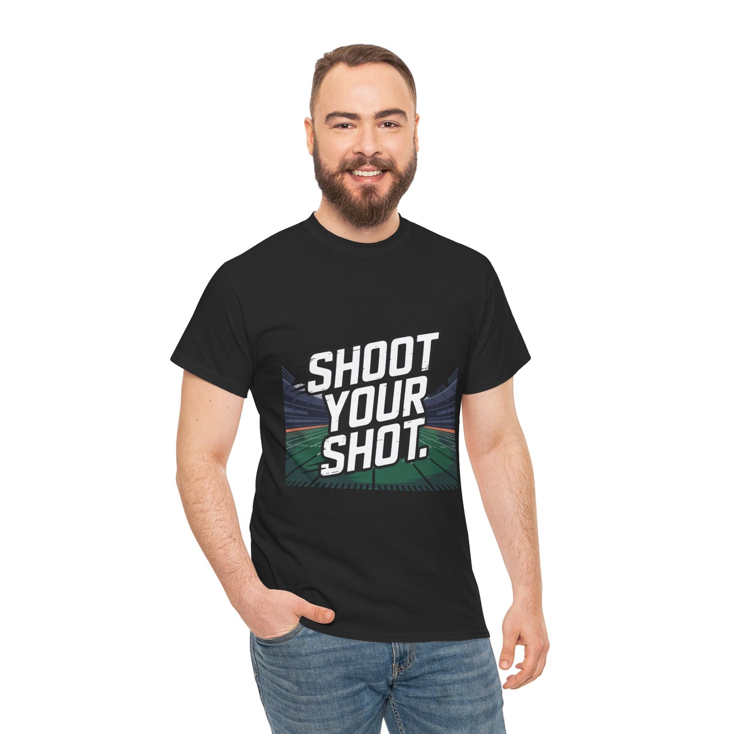 Sporty Unisex Heavy Cotton Tee - "Shoot Your Shot" Motivational T-Shirt