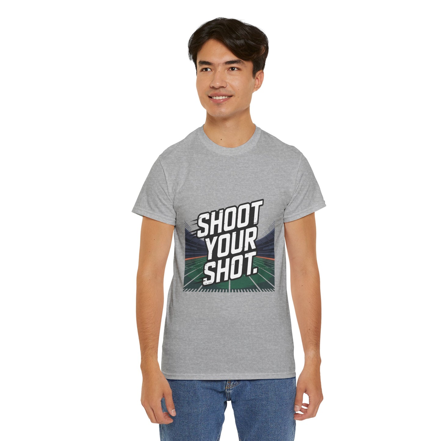 Sporty Unisex Heavy Cotton Tee - "Shoot Your Shot" Motivational T-Shirt