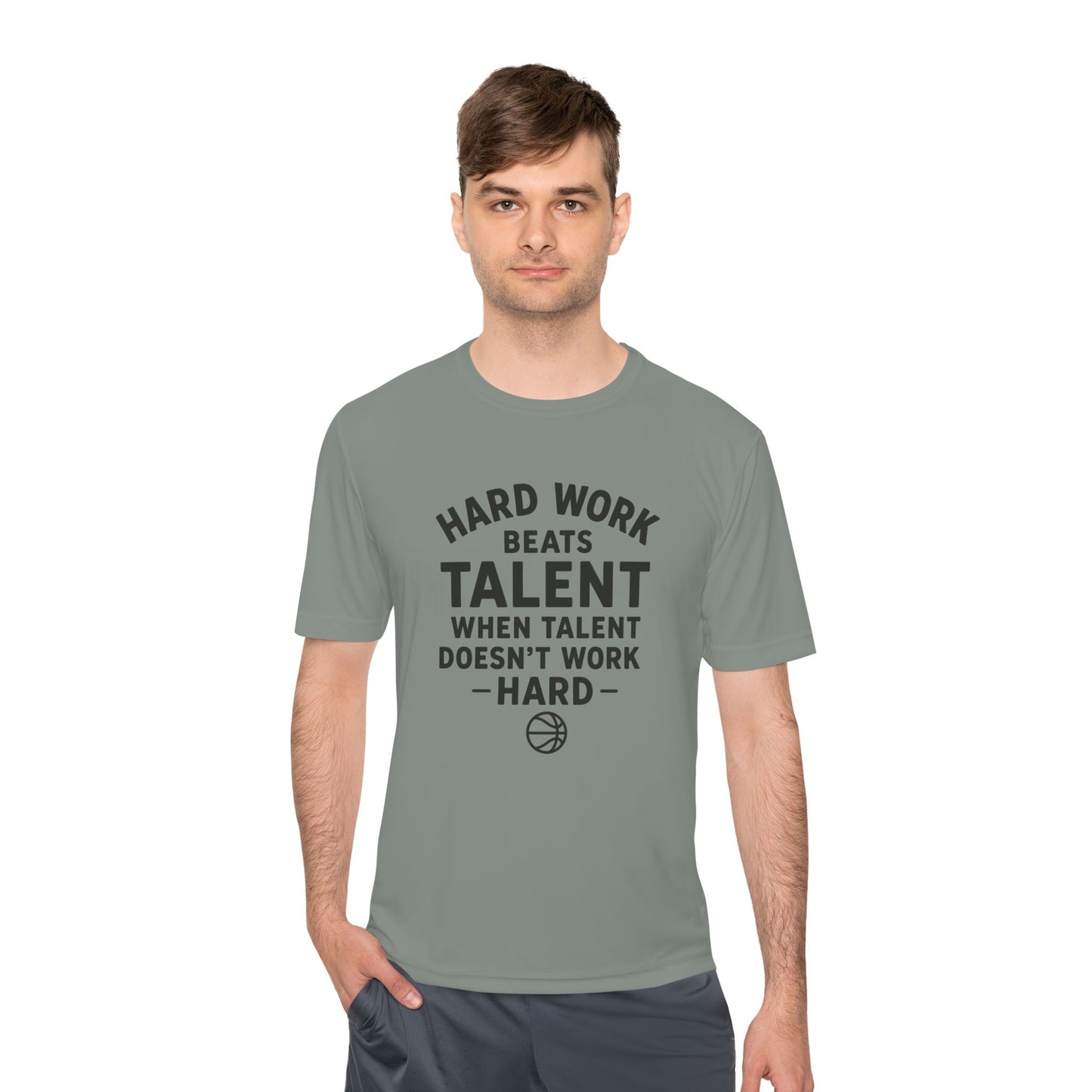 Motivational Sports Tee - "Hard Work Beats Talent"