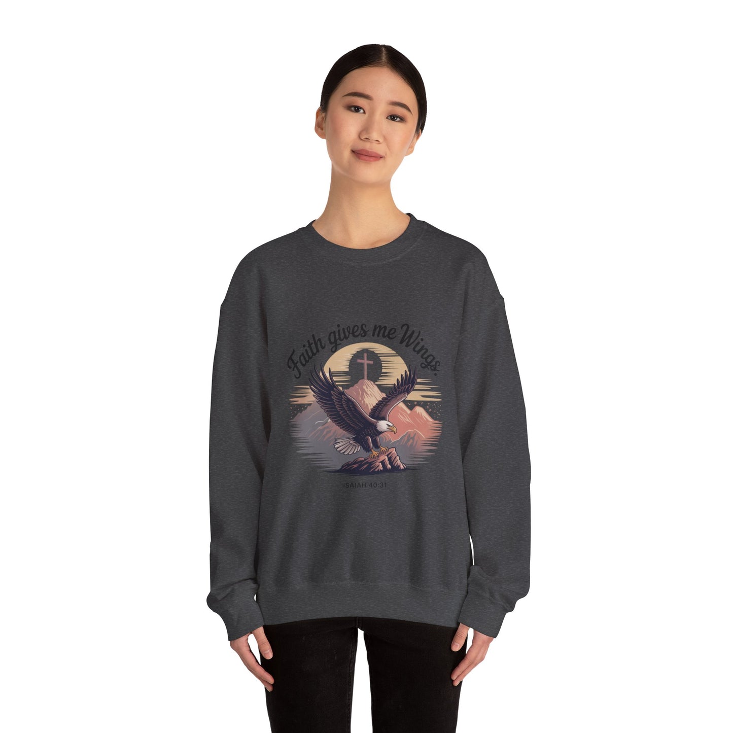 Faith-Inspired Crewneck Sweatshirt - Trust in the Lord Design Isaiah 40:31