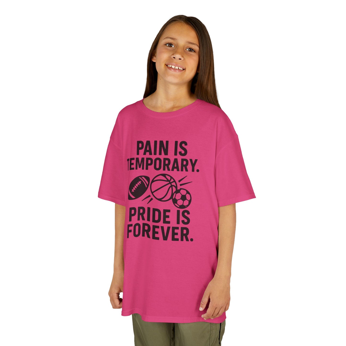 Kids Sports Motivational Tee - "Pain Is Temporary. Pride Is Forever."