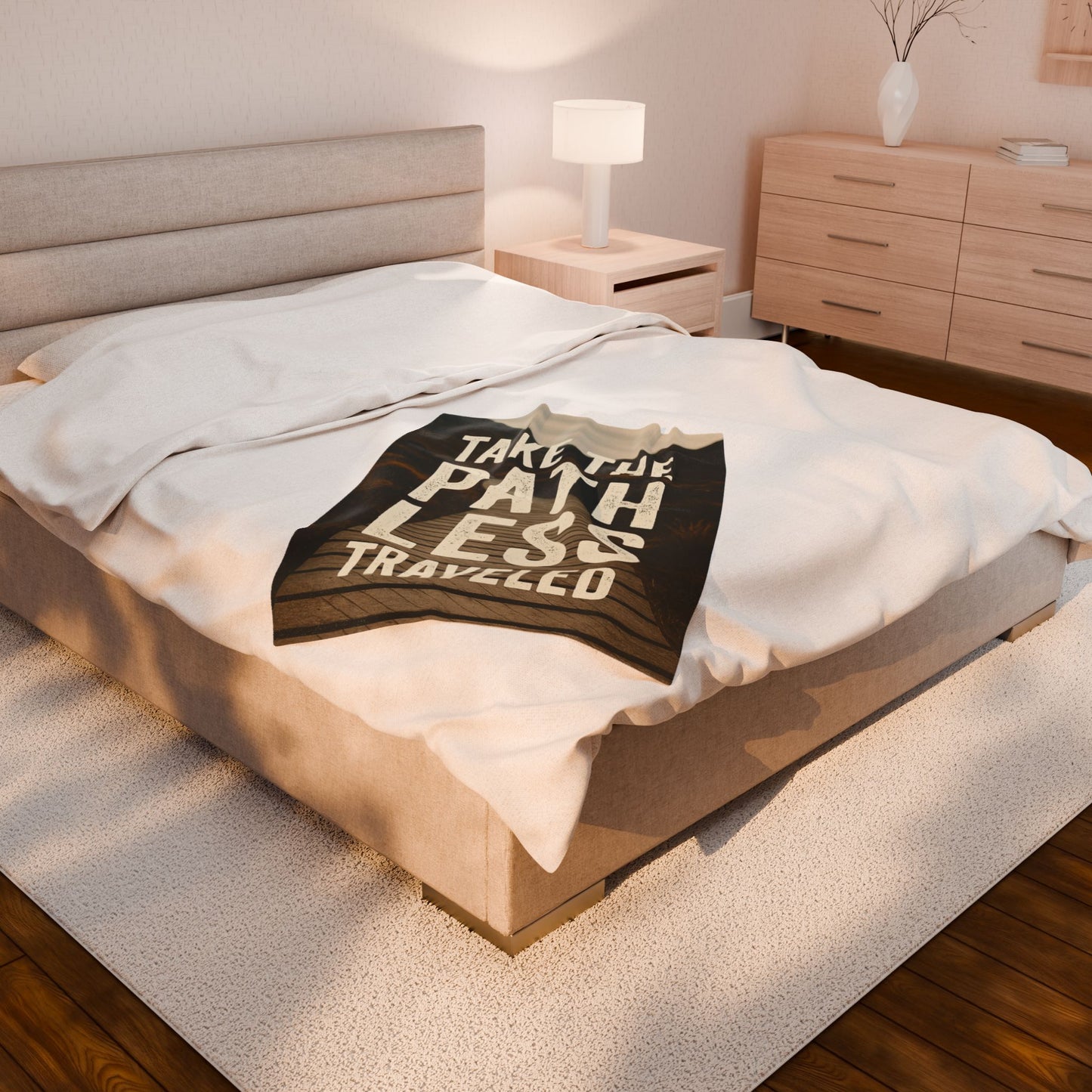 Velveteen Plush Blanket - "Take the Path Less Traveled"