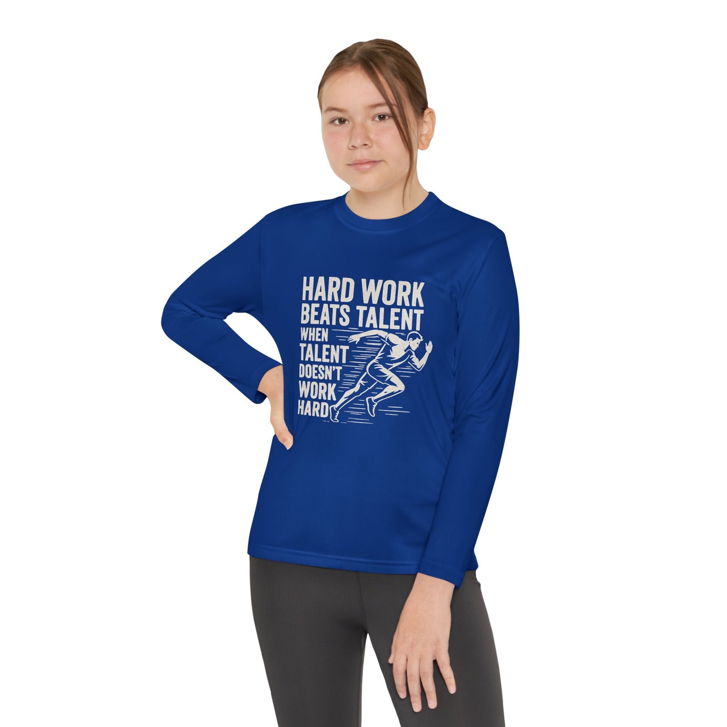 Youth Long Sleeve Tee - 'Hard Work Beats Talent' Motivational Shirt