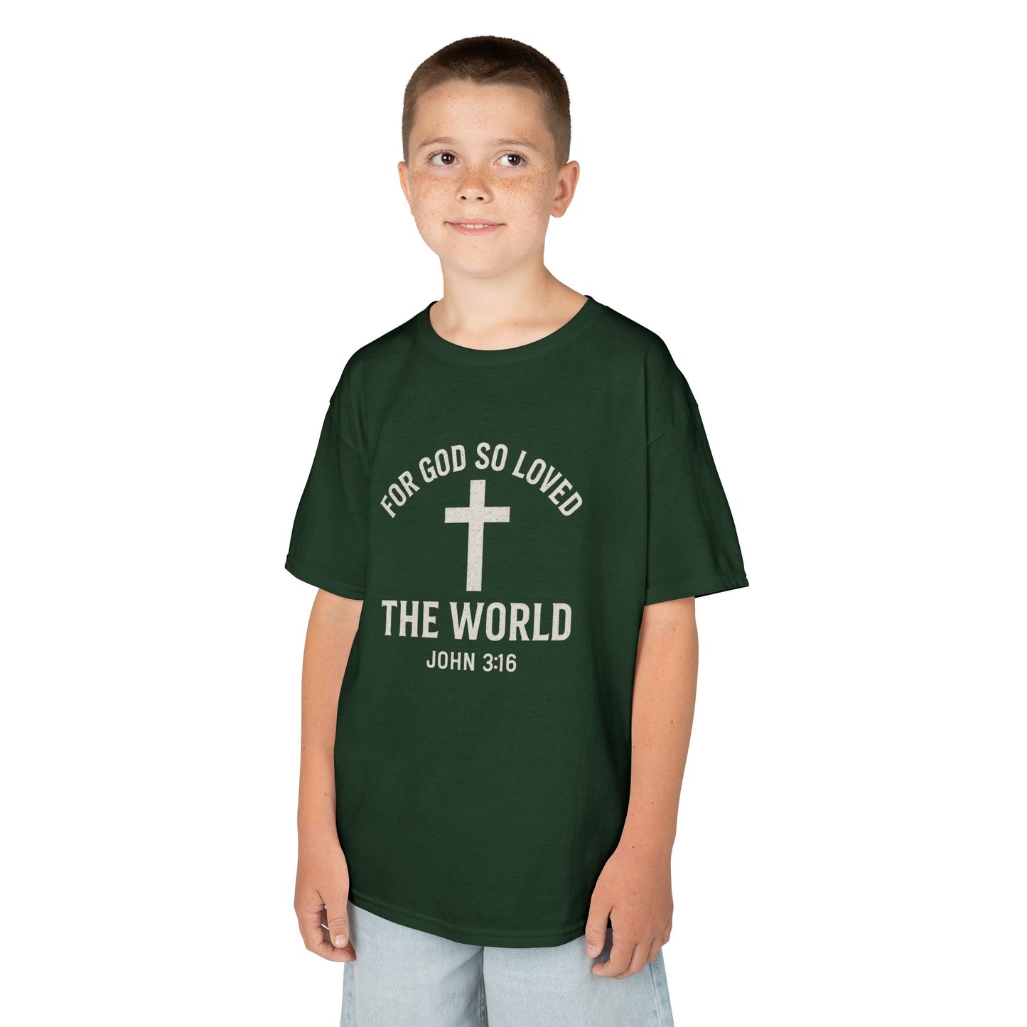 Faith-Inspired Kids Tee - "For God So Loved The World"