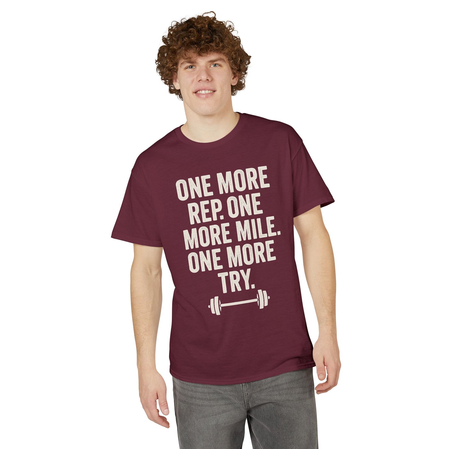 Motivational Fitness T-Shirt - "One More Rep, One More Mile, One More Try"