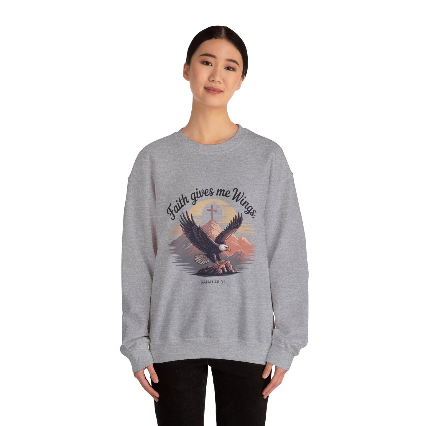 Faith-Inspired Crewneck Sweatshirt - Trust in the Lord Design Isaiah 40:31