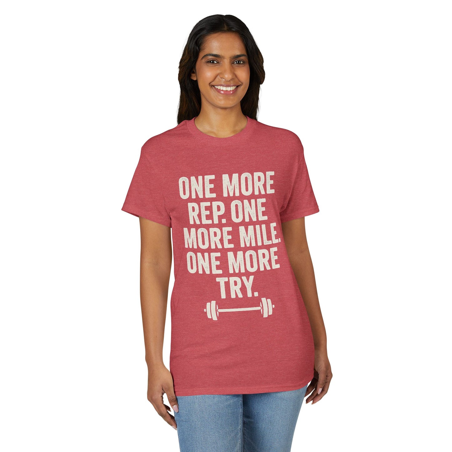 Motivational Fitness T-Shirt - "One More Rep, One More Mile, One More Try"