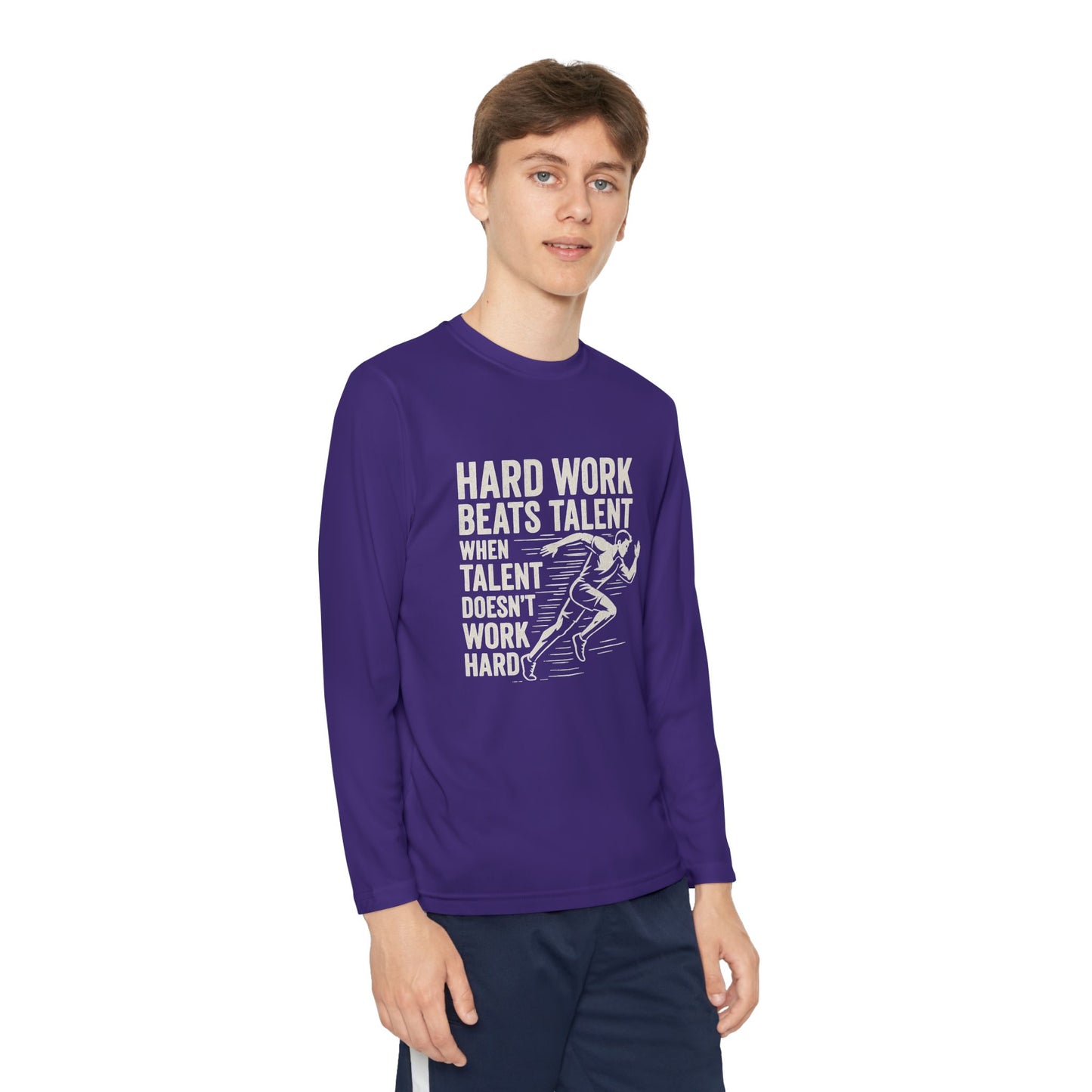 Youth Long Sleeve Tee - 'Hard Work Beats Talent' Motivational Shirt