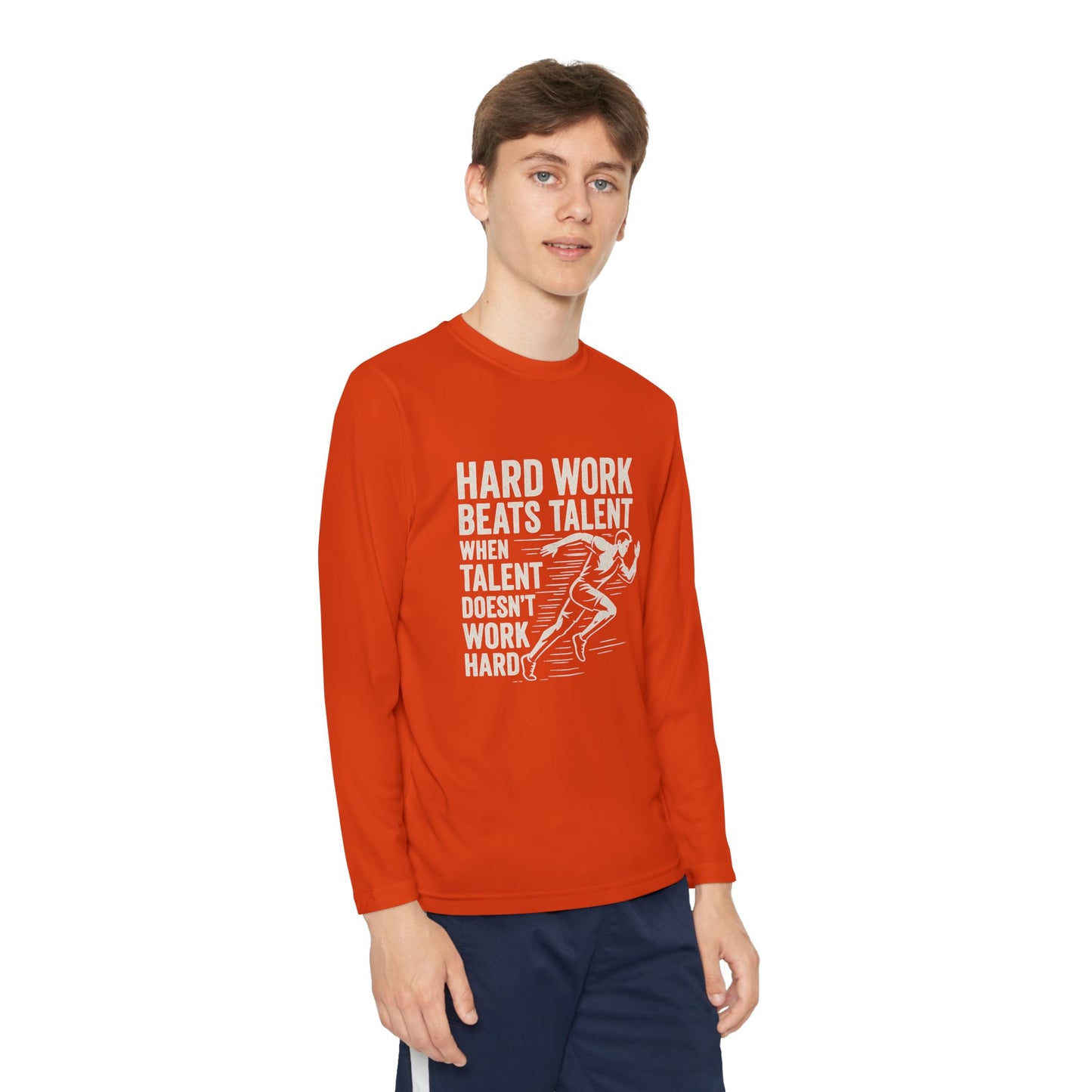Youth Long Sleeve Tee - 'Hard Work Beats Talent' Motivational Shirt