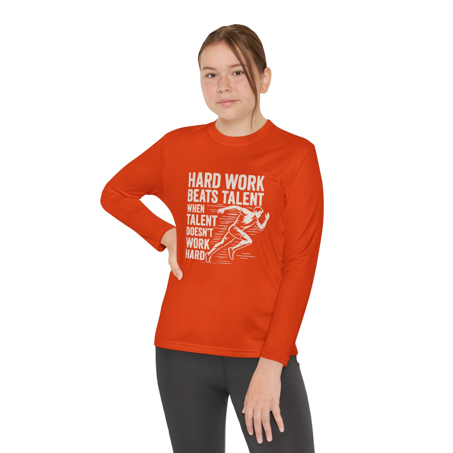 Youth Long Sleeve Tee - 'Hard Work Beats Talent' Motivational Shirt
