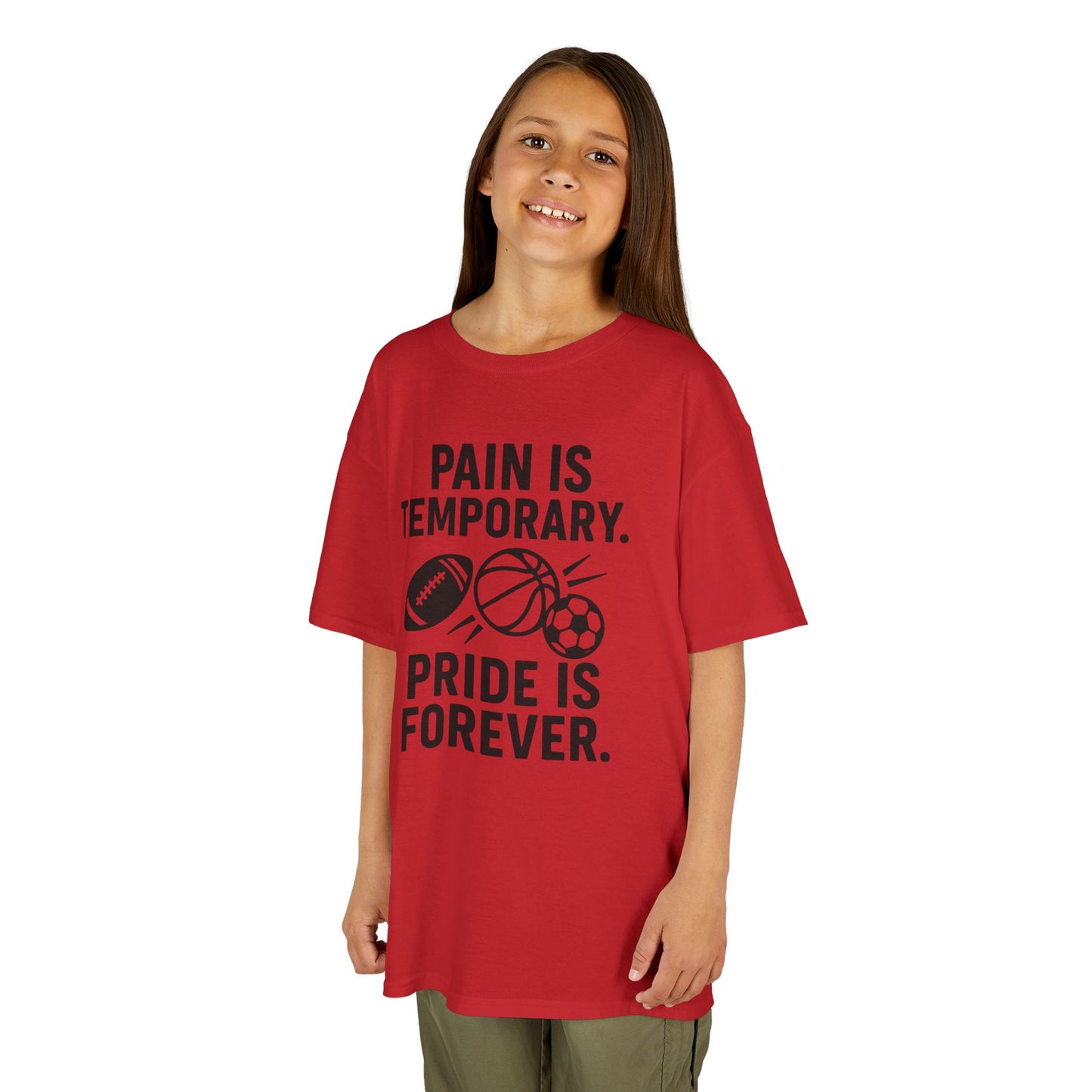 Kids Sports Motivational Tee - "Pain Is Temporary. Pride Is Forever."