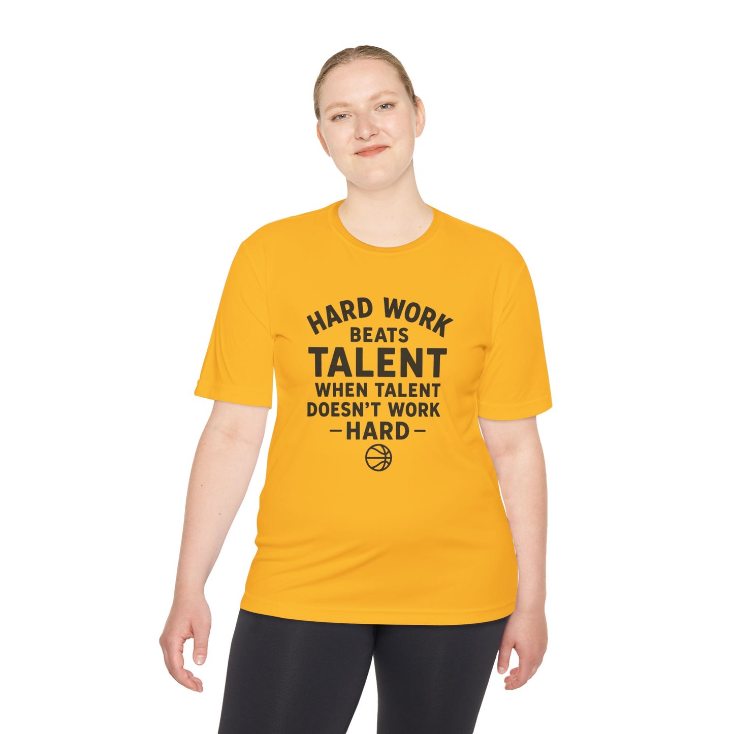 Motivational Sports Tee - "Hard Work Beats Talent"