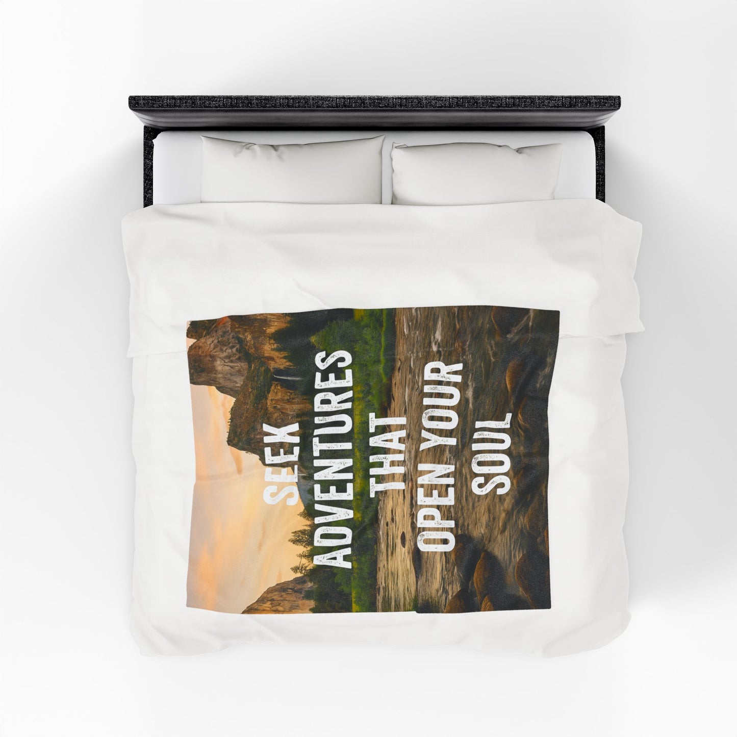 Adventure-Inspiring Velveteen Plush Blanket - "Seek Adventures That Open Your Soul"