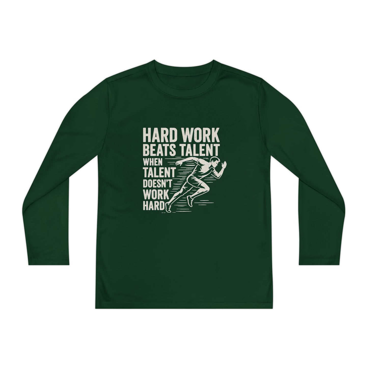 Youth Long Sleeve Tee - 'Hard Work Beats Talent' Motivational Shirt