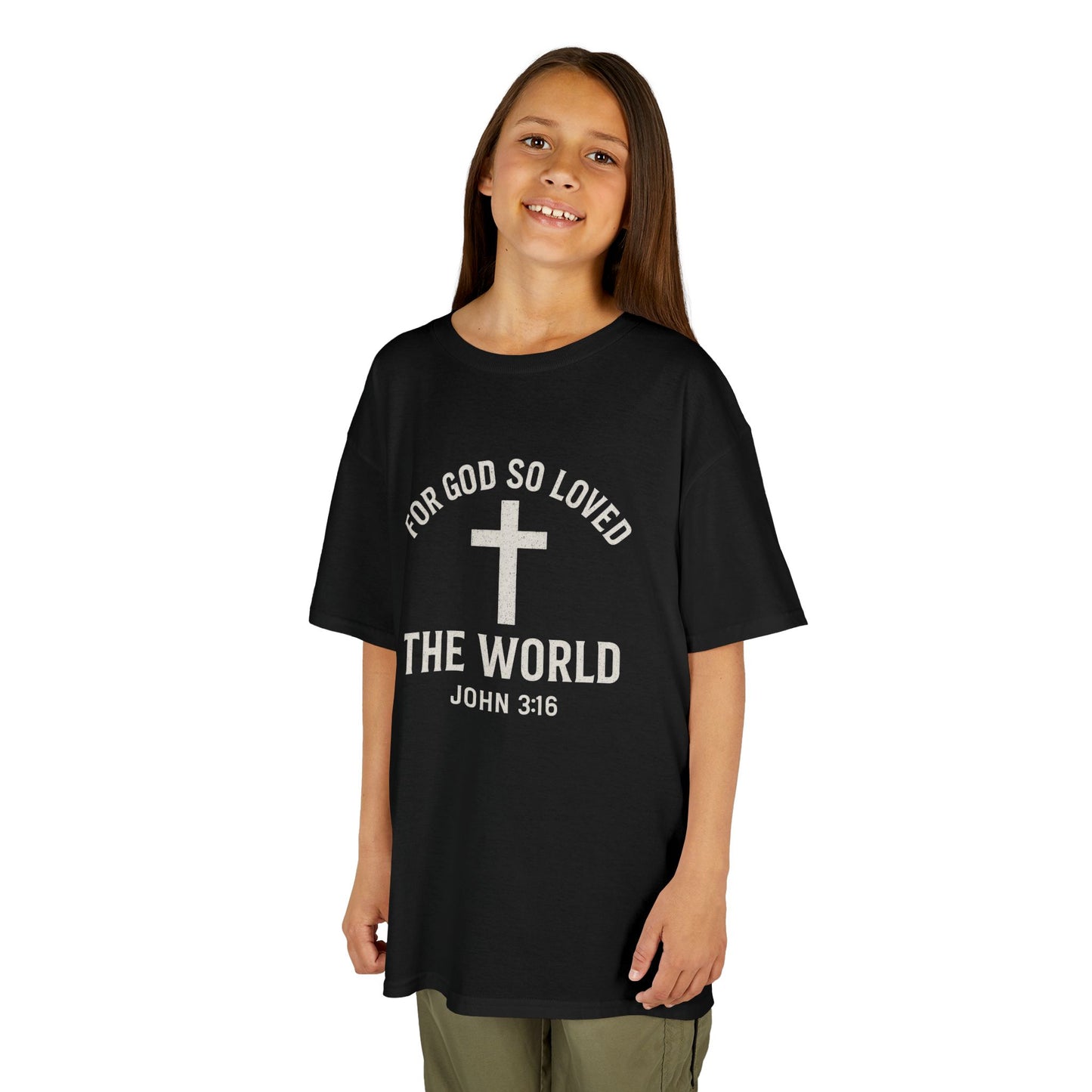 Faith-Inspired Kids Tee - "For God So Loved The World"