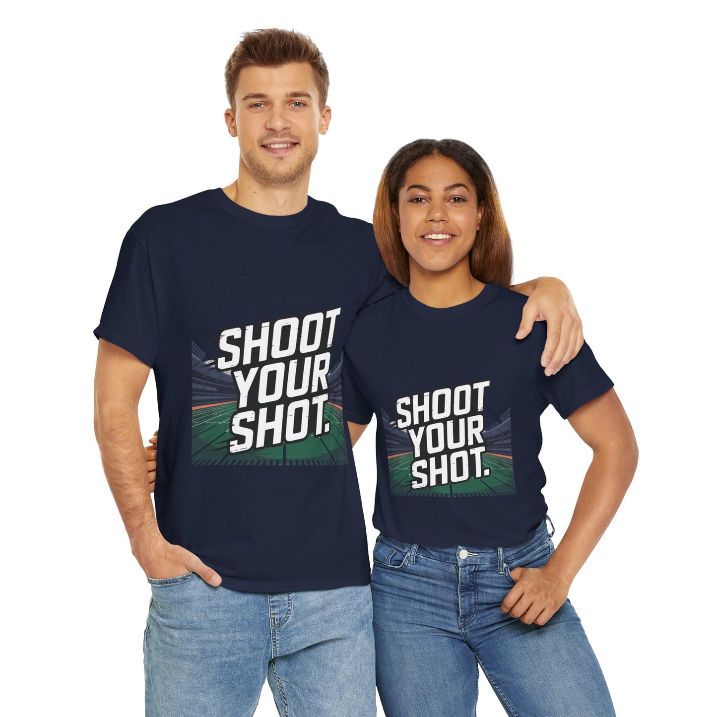Sporty Unisex Heavy Cotton Tee - "Shoot Your Shot" Motivational T-Shirt