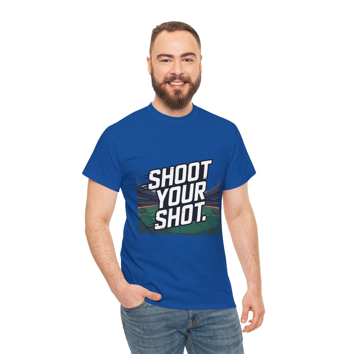 Sporty Unisex Heavy Cotton Tee - "Shoot Your Shot" Motivational T-Shirt
