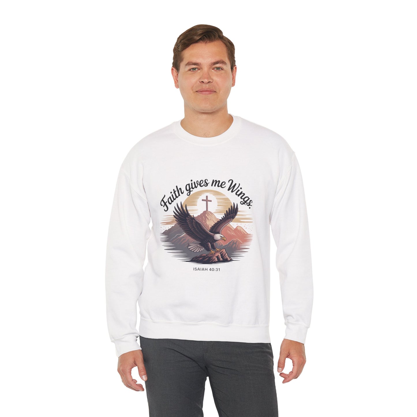 Faith-Inspired Crewneck Sweatshirt - Trust in the Lord Design Isaiah 40:31
