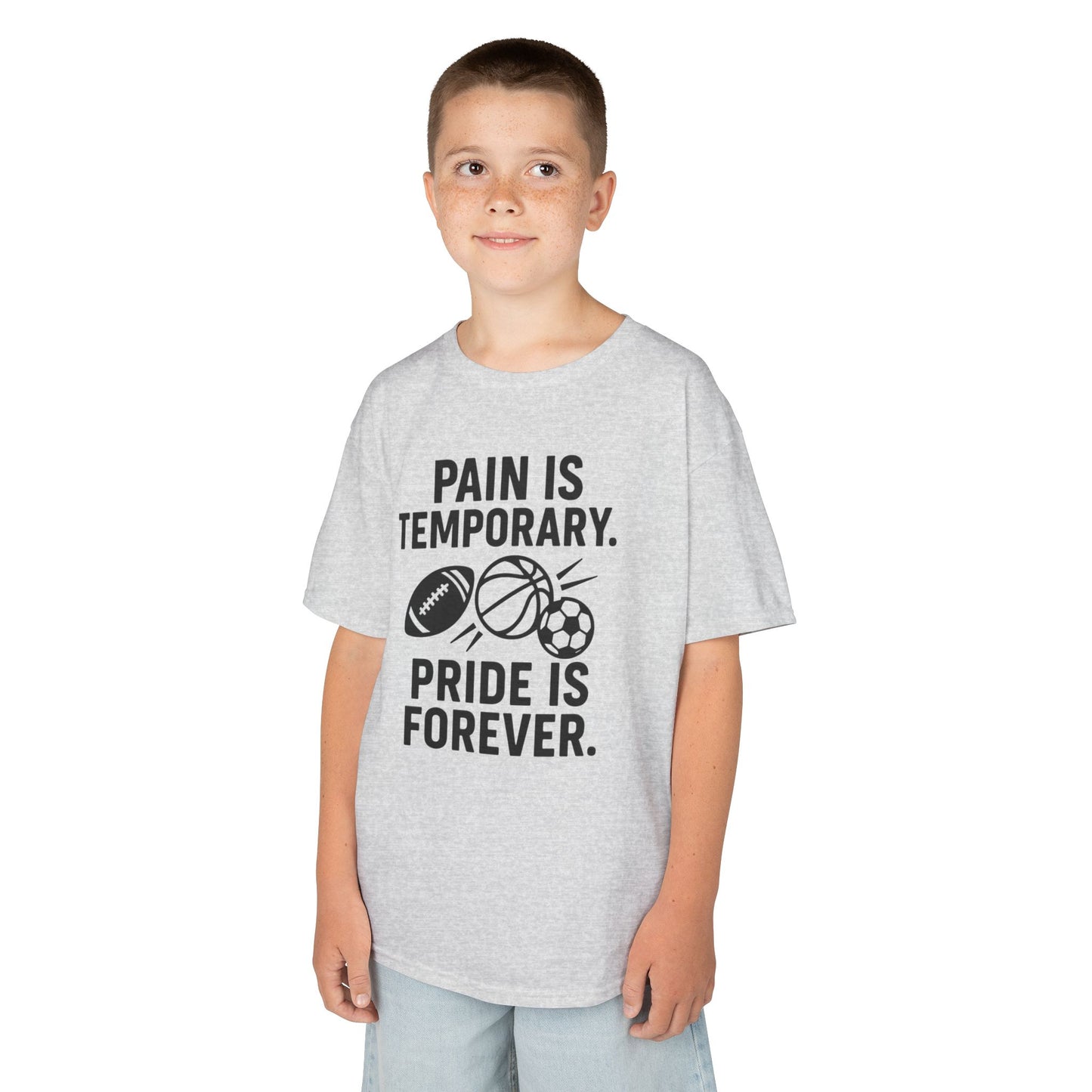 Kids Sports Motivational Tee - "Pain Is Temporary. Pride Is Forever."