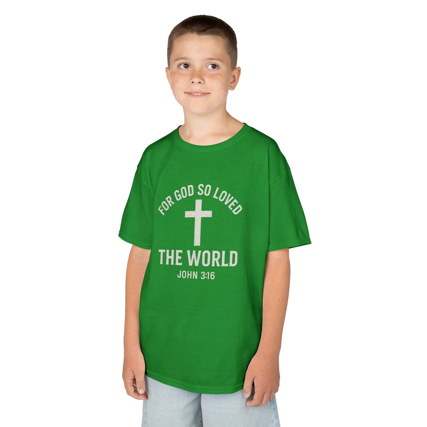 Faith-Inspired Kids Tee - "For God So Loved The World"