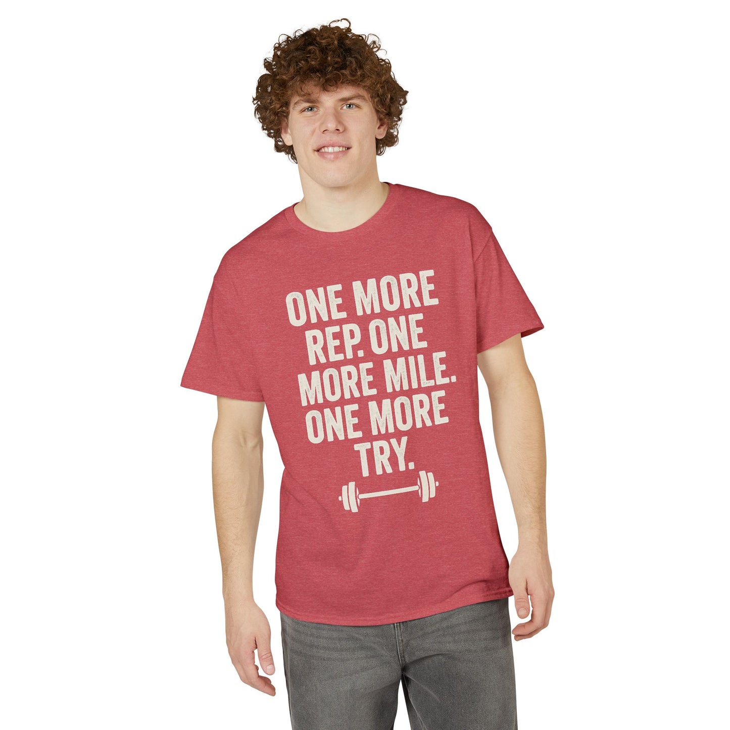 Motivational Fitness T-Shirt - "One More Rep, One More Mile, One More Try"