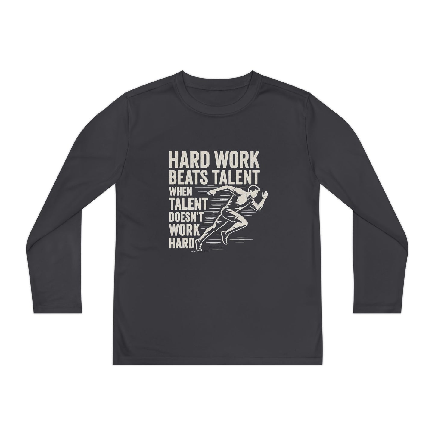 Youth Long Sleeve Tee - 'Hard Work Beats Talent' Motivational Shirt