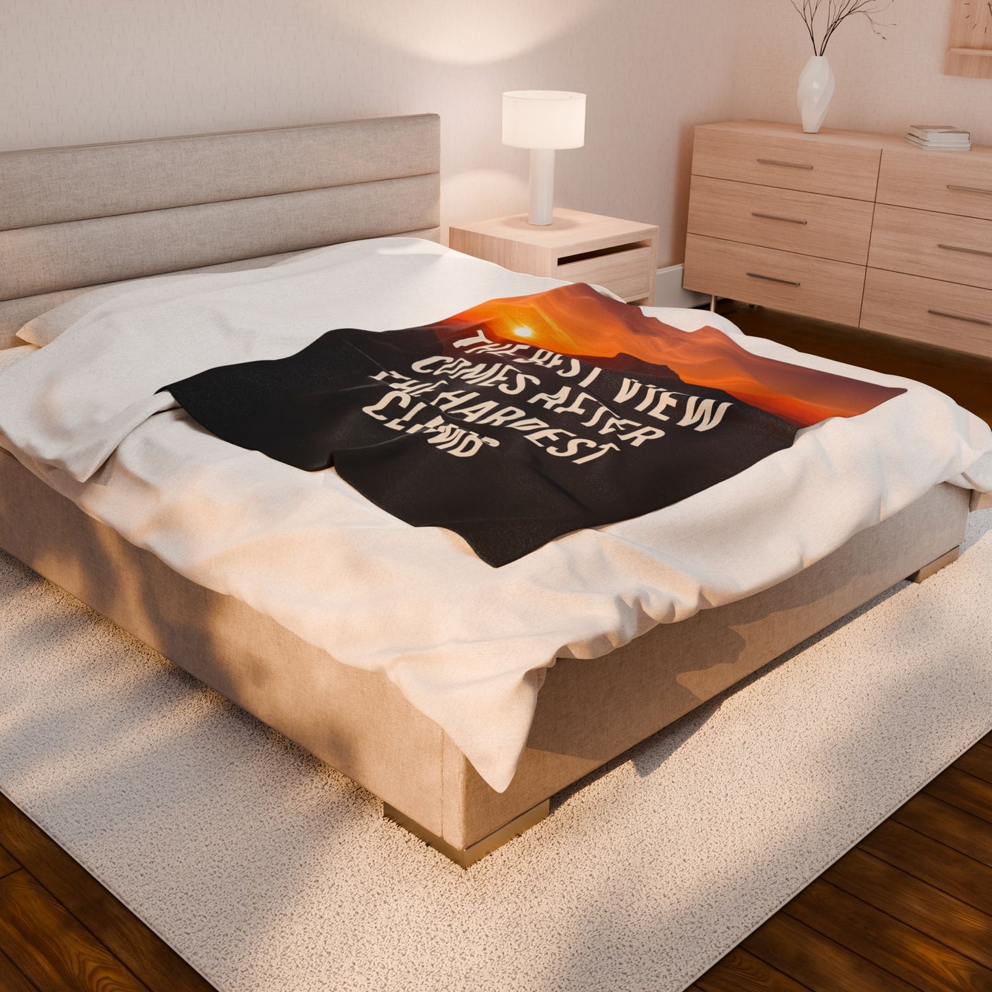 Inspirational Velveteen Plush Blanket - "The Best View Comes After The Hardest Climb"