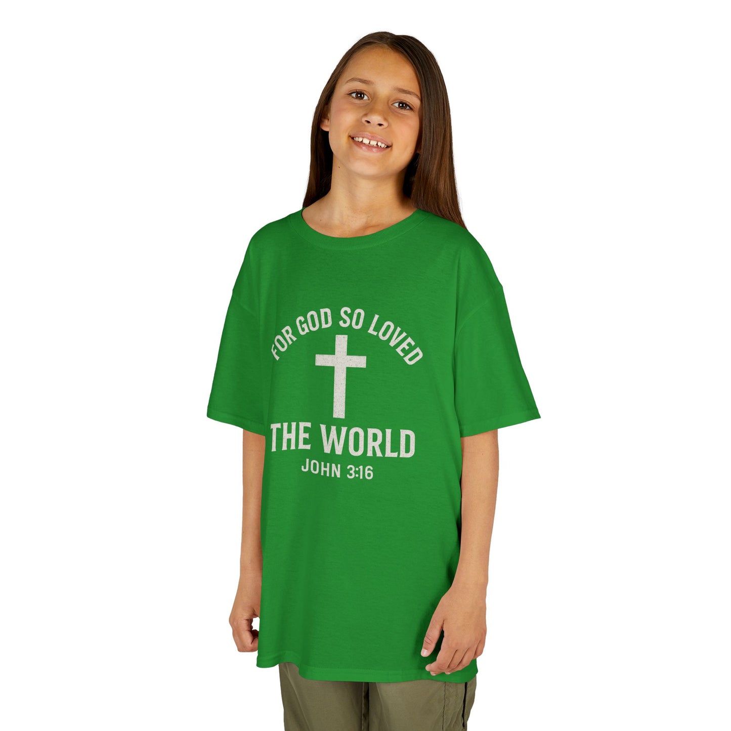 Faith-Inspired Kids Tee - "For God So Loved The World"