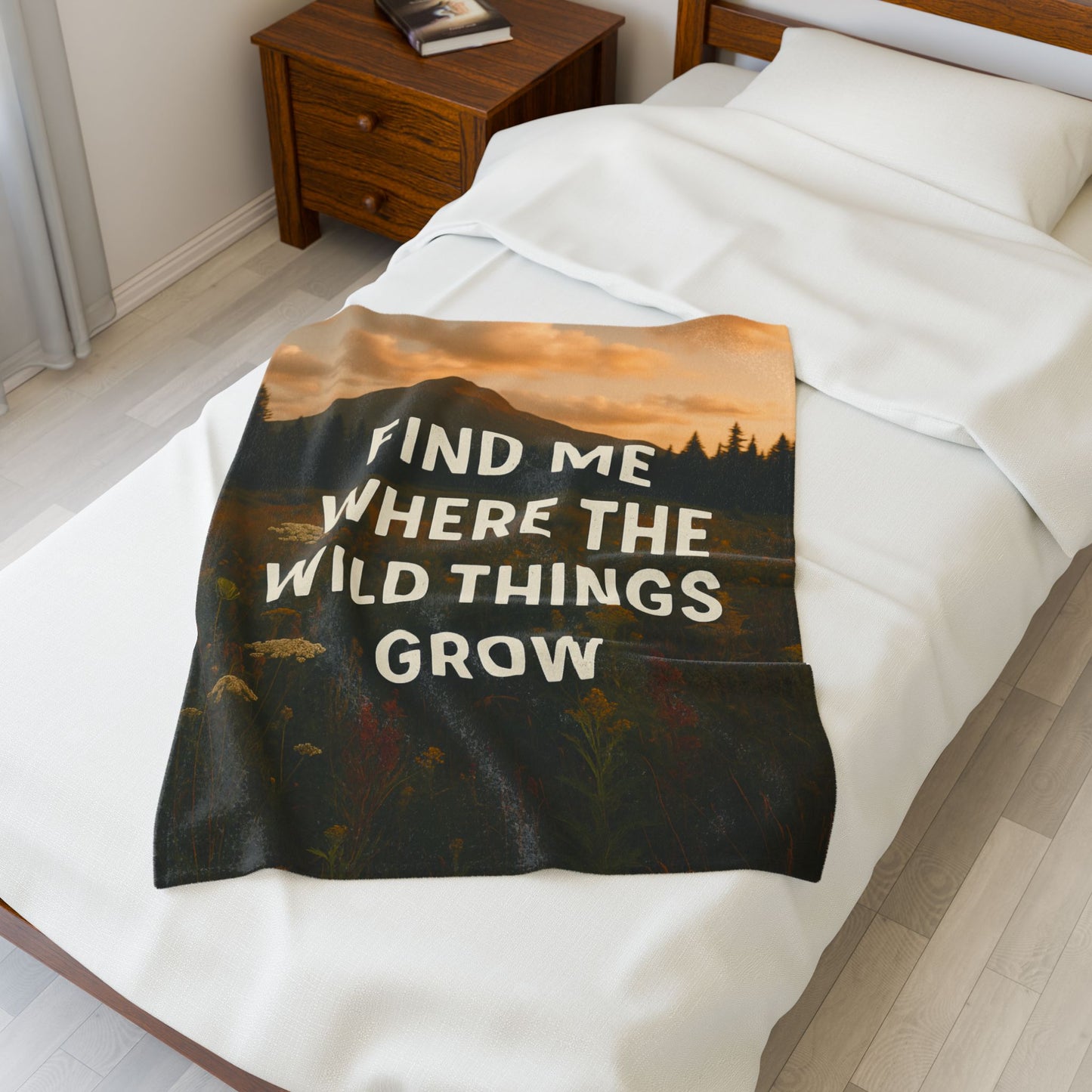 Cozy Velveteen Plush Blanket - "Find Me Where the Wild Things Grow"