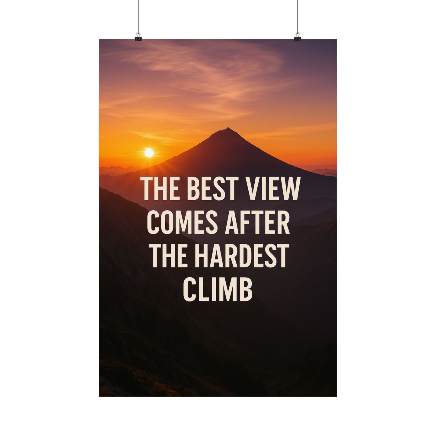 Inspirational Matte Vertical Poster: 'The Best View Comes After The Hardest Climb'
