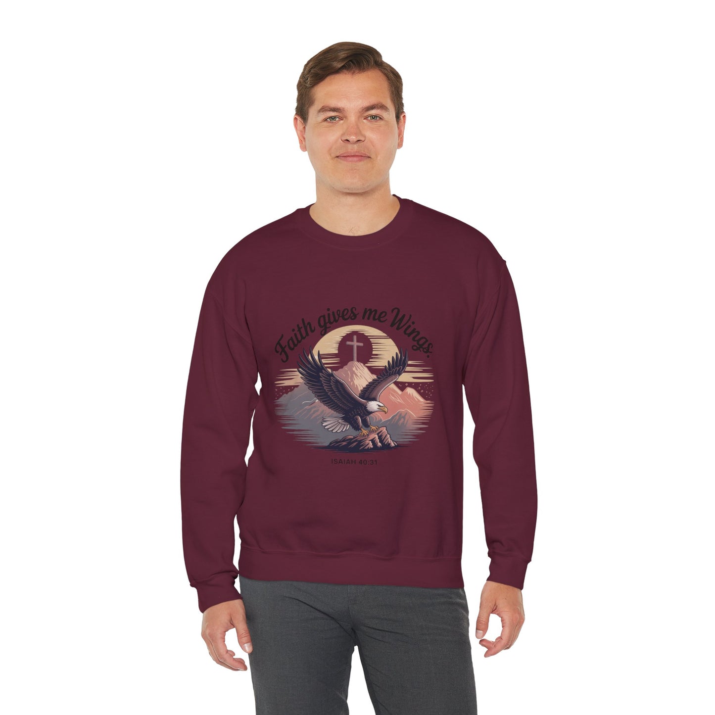 Faith-Inspired Crewneck Sweatshirt - Trust in the Lord Design Isaiah 40:31