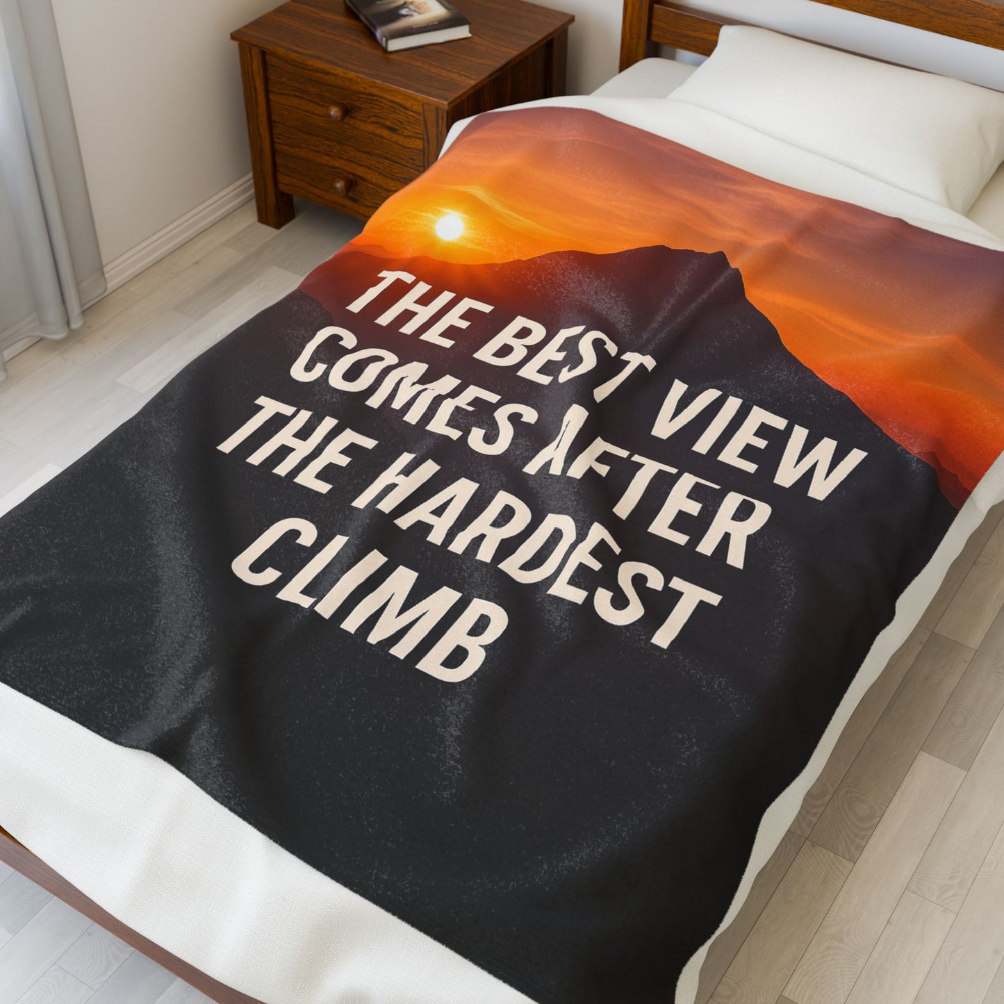 Inspirational Velveteen Plush Blanket - "The Best View Comes After The Hardest Climb"
