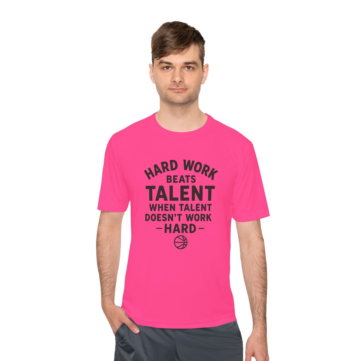 Motivational Sports Tee - "Hard Work Beats Talent"