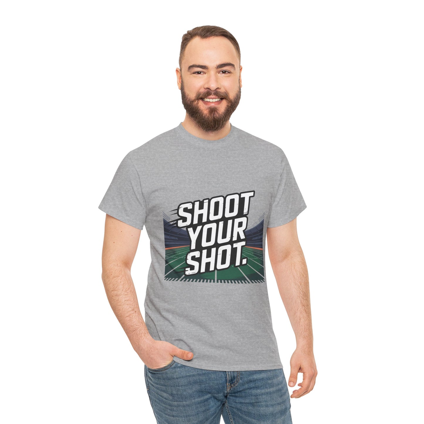 Sporty Unisex Heavy Cotton Tee - "Shoot Your Shot" Motivational T-Shirt