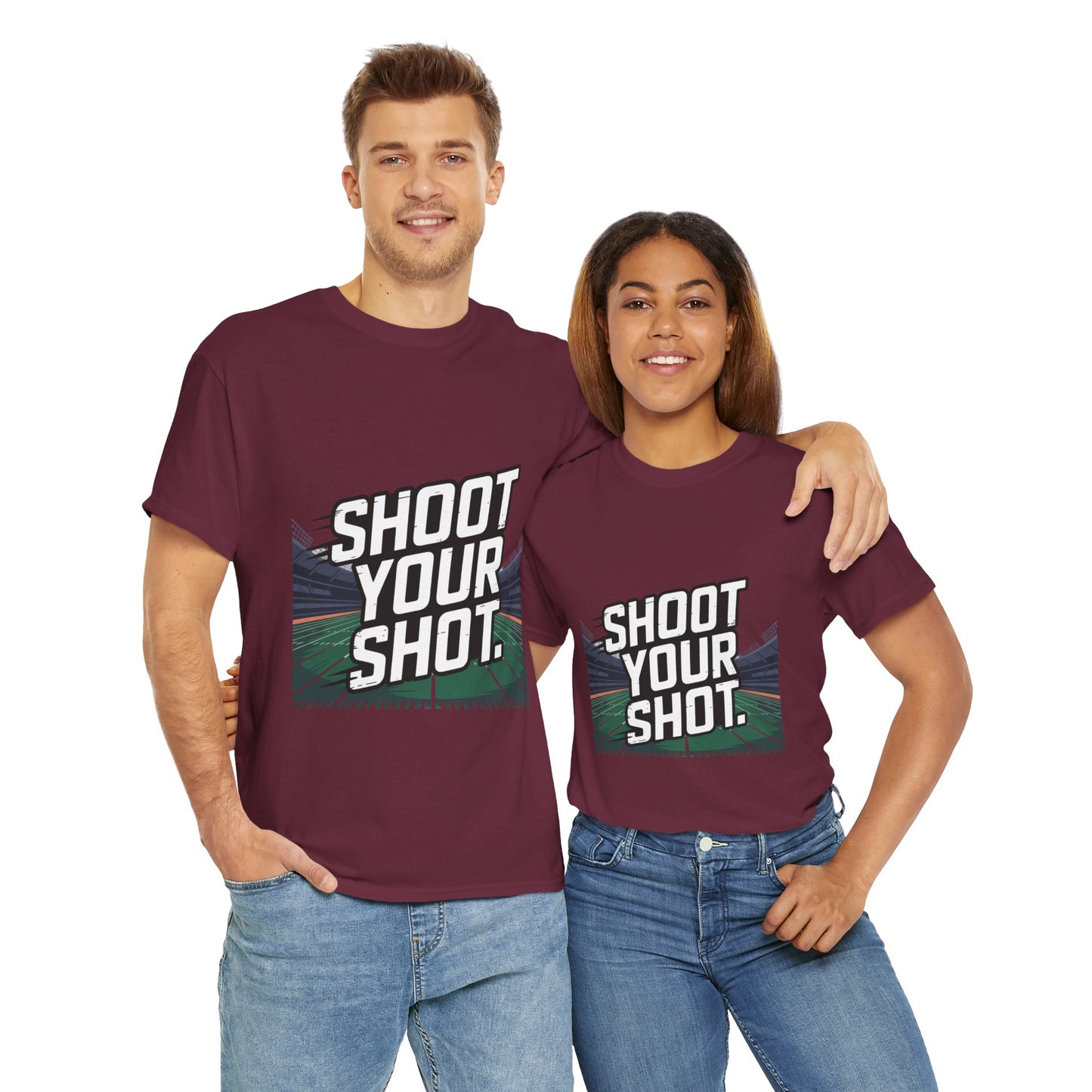 Sporty Unisex Heavy Cotton Tee - "Shoot Your Shot" Motivational T-Shirt