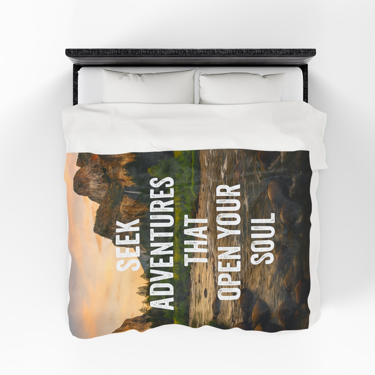Adventure-Inspiring Velveteen Plush Blanket - "Seek Adventures That Open Your Soul"
