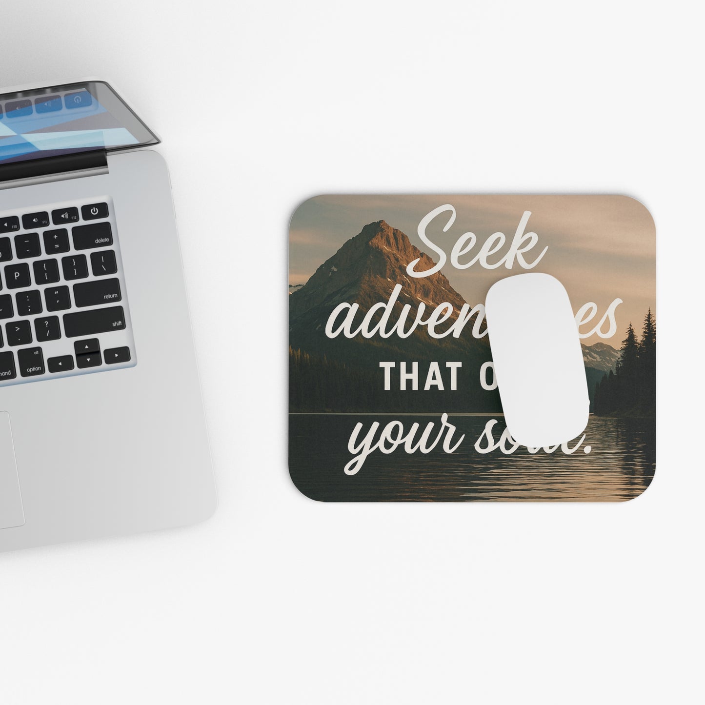 Adventure-Inspiring Mouse Pad with Motivational Quote