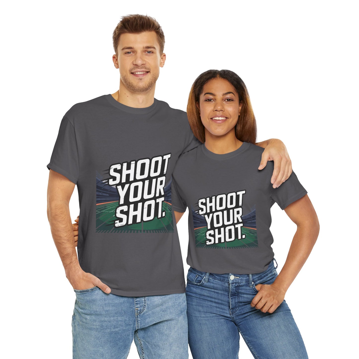 Sporty Unisex Heavy Cotton Tee - "Shoot Your Shot" Motivational T-Shirt