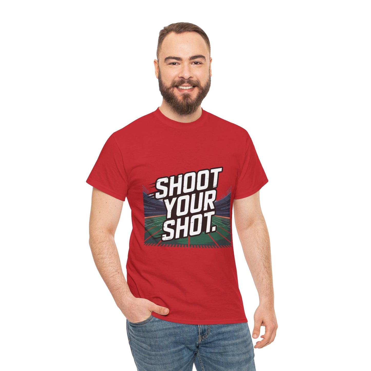 Sporty Unisex Heavy Cotton Tee - "Shoot Your Shot" Motivational T-Shirt