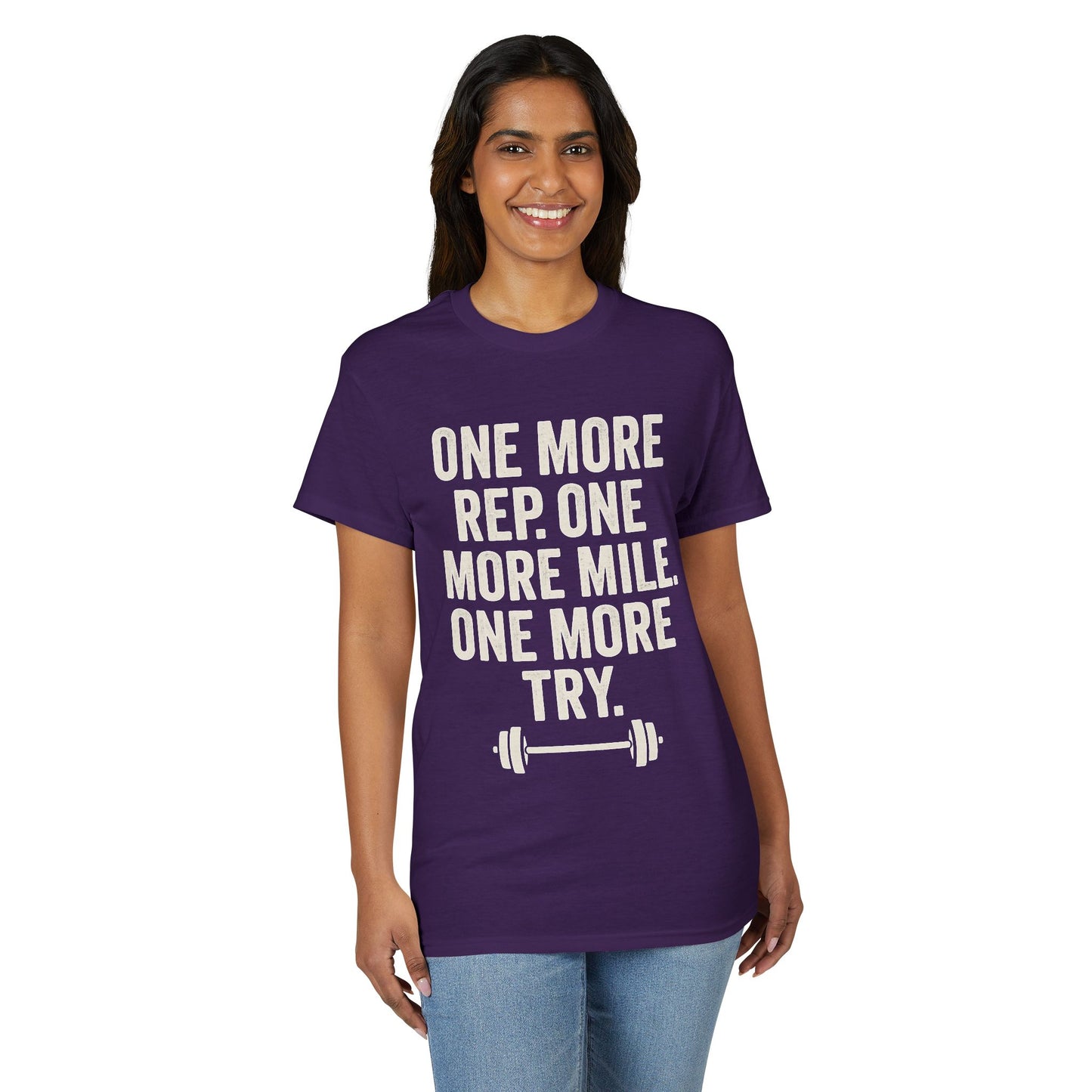 Motivational Fitness T-Shirt - "One More Rep, One More Mile, One More Try"