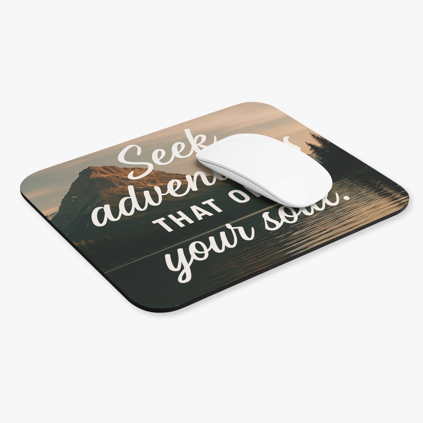 Adventure-Inspiring Mouse Pad with Motivational Quote