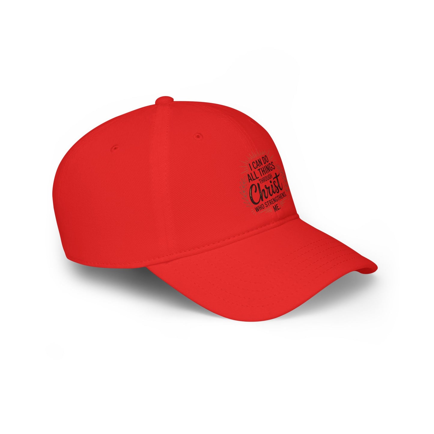 Inspirational Red Baseball Cap - "I Can Do All Things Through Christ"