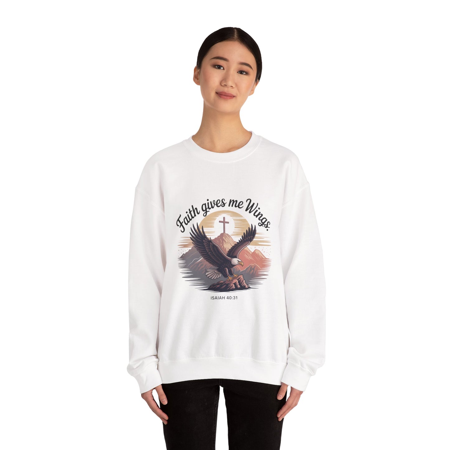 Faith-Inspired Crewneck Sweatshirt - Trust in the Lord Design Isaiah 40:31