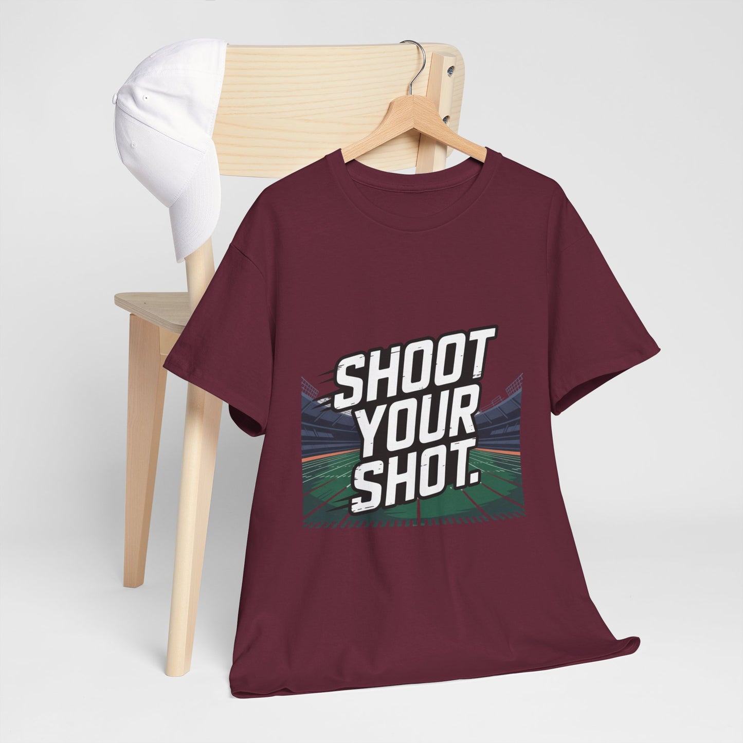Sporty Unisex Heavy Cotton Tee - "Shoot Your Shot" Motivational T-Shirt