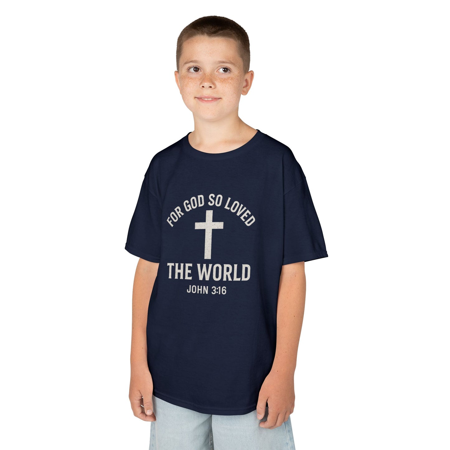 Faith-Inspired Kids Tee - "For God So Loved The World"