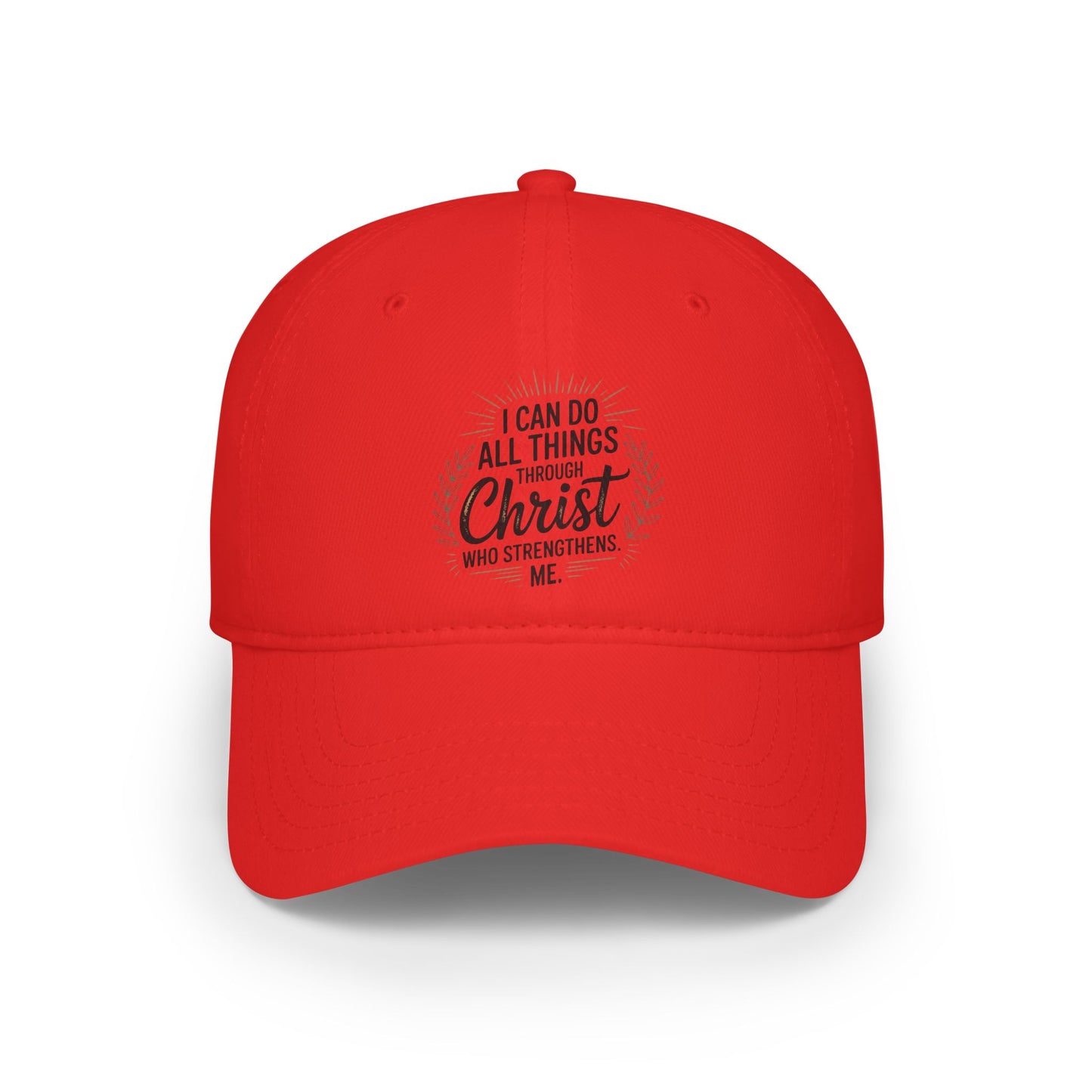 Inspirational Red Baseball Cap - "I Can Do All Things Through Christ"