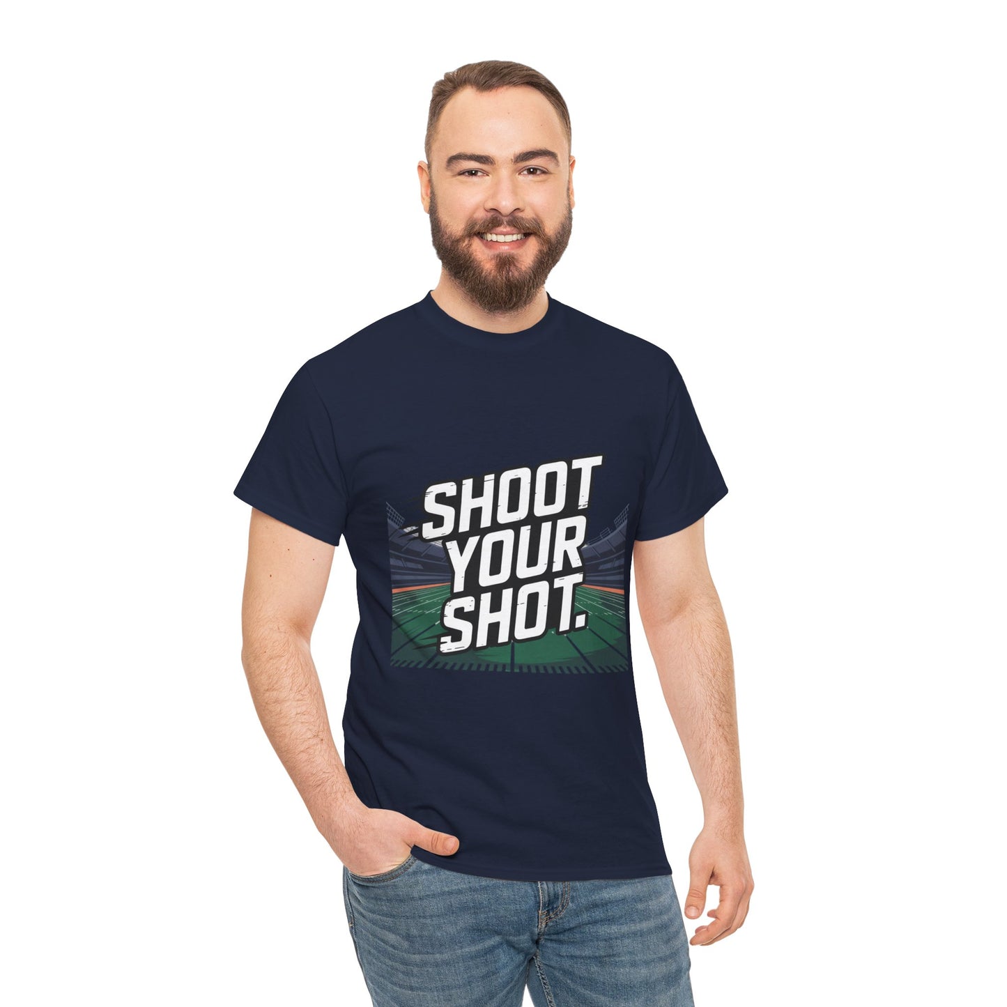 Sporty Unisex Heavy Cotton Tee - "Shoot Your Shot" Motivational T-Shirt