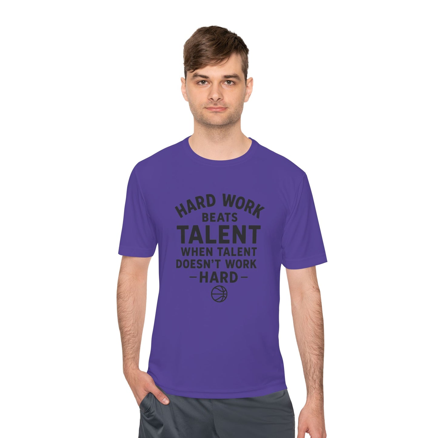 Motivational Sports Tee - "Hard Work Beats Talent"